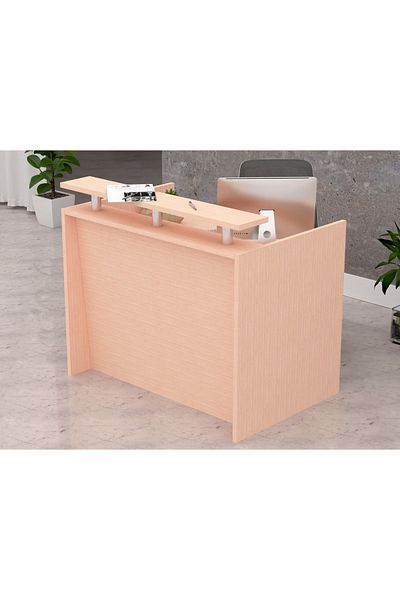 Mahmayi R06 Oak Office Reception Desk Without Drawers - 120cm