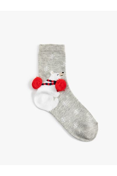 Koton Socket Socks Polar Bear Printed Christmas Themed