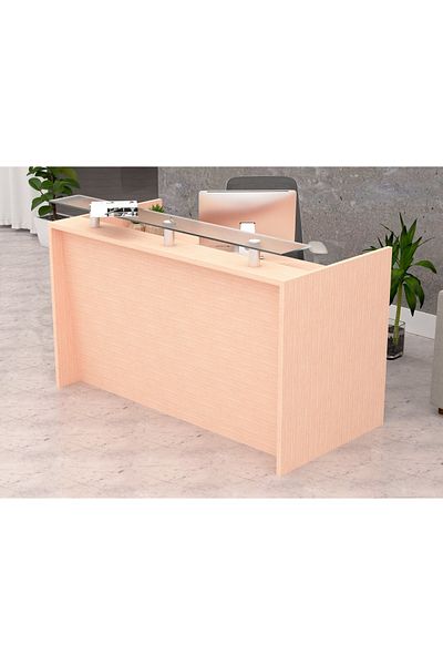 Mahmayi R06 Oak Office Reception Desk Without Drawers - 140cm