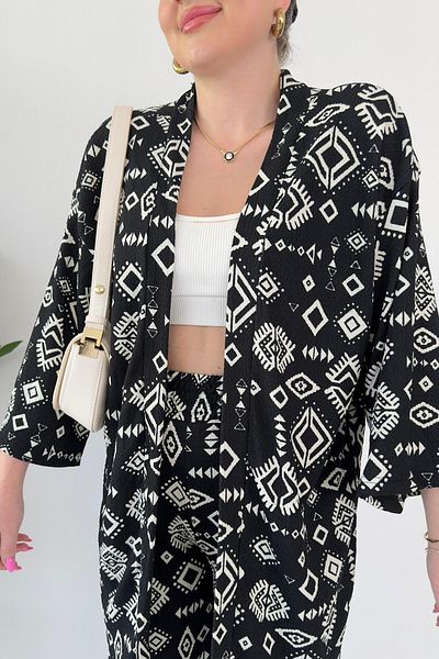 MaziButik Set dublu Black Inka Seersucker