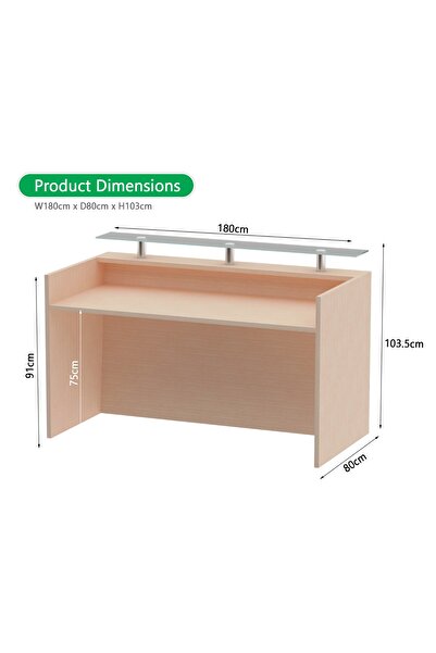 Mahmayi R06 Oak Office Reception Desk Without Drawers - 180cm
