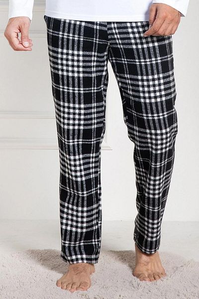 Mecit Pijama Ανδρική μακριά πιτζάμες με μονό πάτο, καρό βαμβακερή τσέπη