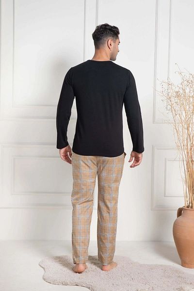 Mecit Pijama Σετ ανδρικές πιτζάμες μακρυμάνικο καρό Oversize Βαμβακερές