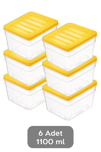 Meleni Home Set of 6 Yellow 1100ml Microwave Freezer Organizer - Deep Refrigerator Storage Container