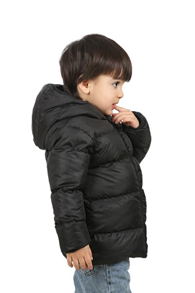 Freemen Boys' Black Fleece-Lined Hooded Waterproof Wind-Resistant Puffer Winter Coat & Jacket