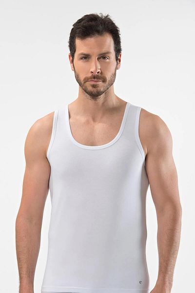 Cacharel 3-pack Men's Undershirt, Cotton Lycra Men's Undershirt, White Undershirt