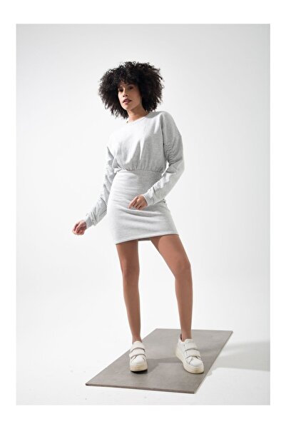 muub's Maya Kol Lastik Detaylı 3 Iplik Şardonlu Bel Lastikli Sweat Elbise