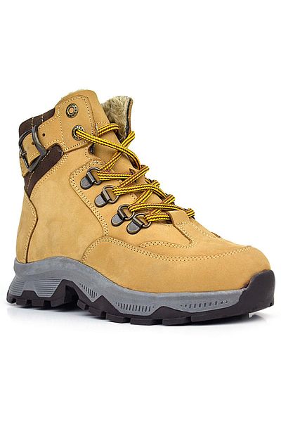 Rakerplus Παιδικές μπότες Trekking με φερμουάρ από γνήσιο δέρμα Tan Lace Up