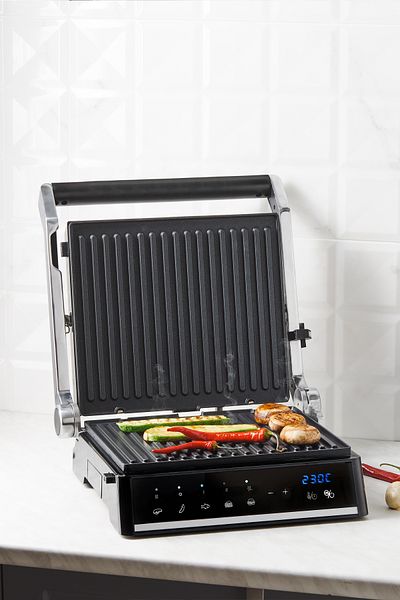 HOMEND Grilliant 1341h Inox Body, Cast Plate, 5 Programs, LED Screen Toaster and Grill Machine