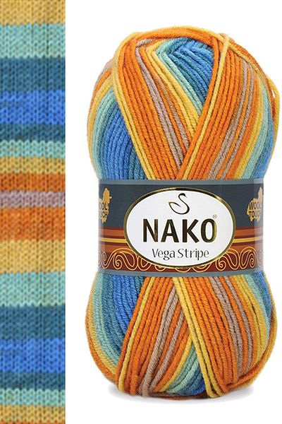 NAKO 1 Piece Vega Stripe Premium Acrylic Hand Knitting Floss Wool No: 82421