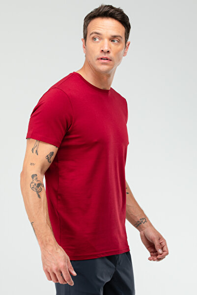speedlife Claret Red κανονικό βαμβακερό λαιμόκοψη κοντό μανίκι Basic ανδρικό μπλουζάκι Xf1708