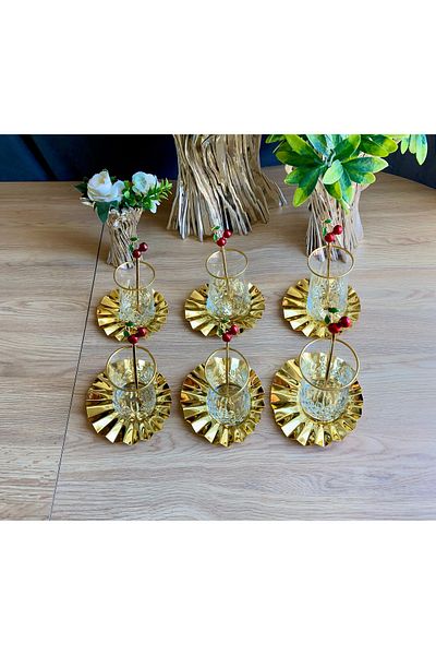 atabey home collection طقم شاي أودين 18 قطعة - مع مروحة معدنية وأطباق متقاطعة