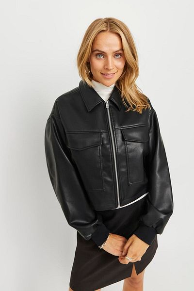 Jack & Jones Γυναικείο δερμάτινο μπουφάν Carol με φερμουάρ