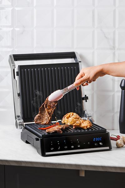 HOMEND Grilliant 1341h Inox Body, Cast Plate, 5 Programs, LED Screen Toaster and Grill Machine