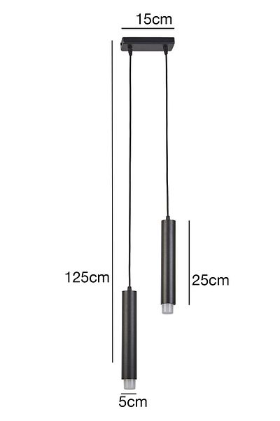 Bozyaka Aydınlatma Sarissa Decorative 2-Piece Black Metal Ceiling - Modern Chandelier, LED Bulbs Included