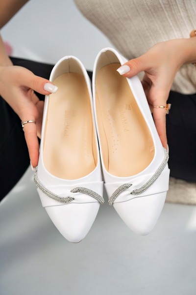 bulutmod BA04224 Λευκά Γυναικεία Παπούτσια Μπαλαρίνας Μεγάλου Μεγέθους Wave Stone - ΛΕΥΚΟ - 42