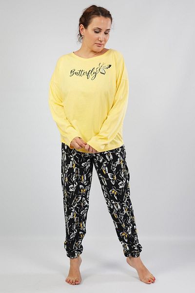 Espuar Women's Yellow Oversize Large Size Comfortable Pajama Set