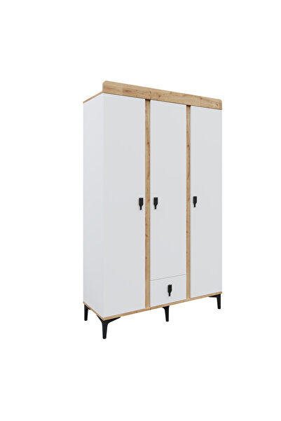 Afilli Rose 3 Kapaklı Tek Çekmeceli Dolap Safir Ve Beyaz Renk