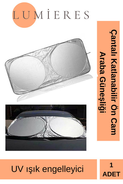 Lumieres Parbriz pliabil cu serie specială, blocantă de lumină UV, cu geantă cu două straturi, compatibilă cu parasolarul auto