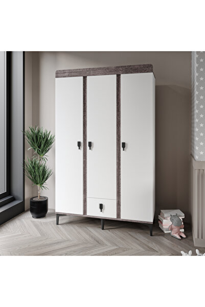 Afilli Rose 3 Kapaklı Tek Çekmeceli Dolap Beyaz Ve Berlin Renk