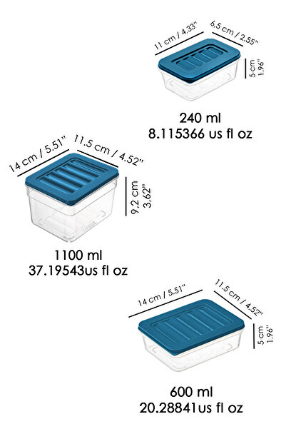 Meleni Home Microwave Organizer Set of 8 - Food and Food Storage Container, Deep and Shallow Blue