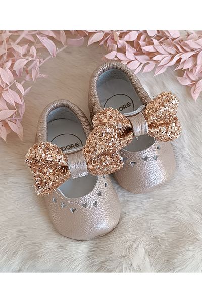 Hodore Alice Dusty Rose Genuine Leather Baby Loafer Booties