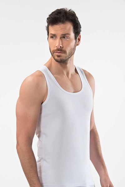 Cacharel 3-pack Men's Undershirt, Cotton Lycra Men's Undershirt, White Undershirt