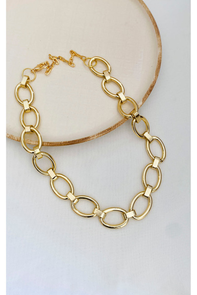 Sacha Accessories Oval Chain Gold Necklace