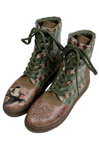 Dogo Women's Vegan Leather Brown Long Boots - Believe In Your Wings Design
