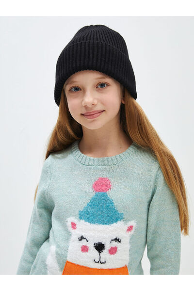 LC Waikiki Crew Neck Patterned Long Sleeve Girl's Knitwear Sweater