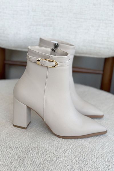 GOFFSHOES Δερμάτινες γυναικείες μπότες - London με χοντρό τακούνι και αγκράφα