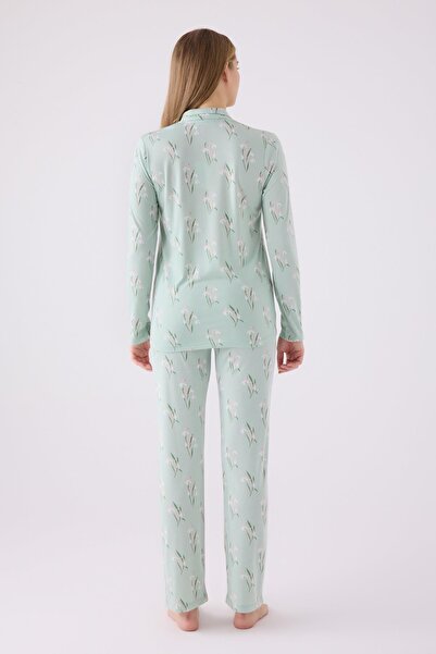 Arnetta Γυναικείες πιτζάμες Nile Green Viscose - με κουμπιά και τσέπες