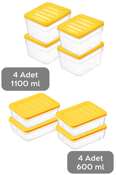 Meleni Home Microwave Organizer Set of 8 - Food and Food Storage, Deep and Shallow S Yellow