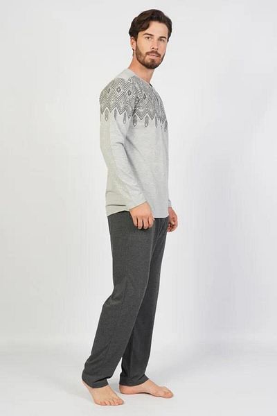 Espuar Σετ ανδρικών πιτζάμες Jacquard 100% βαμβάκι, Plus Size με λεπτομέρεια στην τσέπη