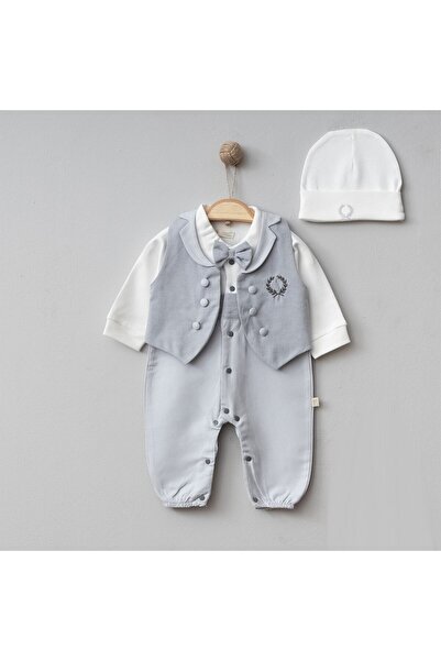 Pugi Baby Erkek Bebek Premium Kendinden Yelekli Armalı Tulum