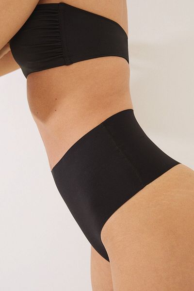 MİSTİRİK Arpina Model High Waist Laser Cut Plus Size String Panties Black Color