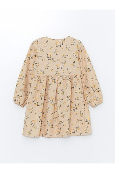 LC Waikiki Flower Patterned Crew Neck Girl's Dress