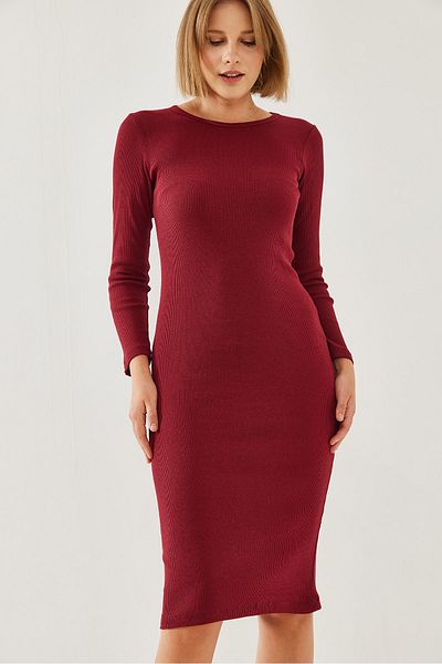 Bianco Lucci Rochie de damă cu mânecă lungă și decolteu - 2100 60351041