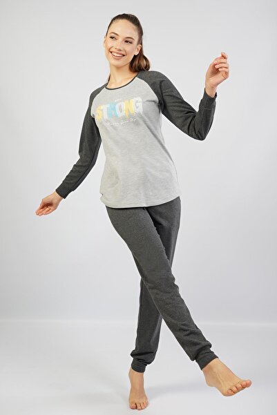 Espuar Women's 100% Cotton Pajama Set, Long Sleeve Skinny Leg