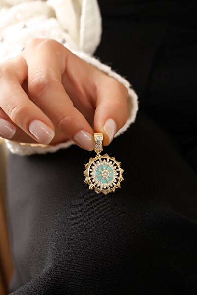 SUNSHINE 925 Ayar Gümüş,Gold Kaplamalı Tasarım Charm Kolye Ucu