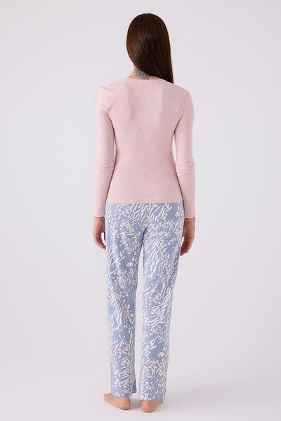 Arnetta Women's Pink Round Collar Long Sleeve Pajama Set
