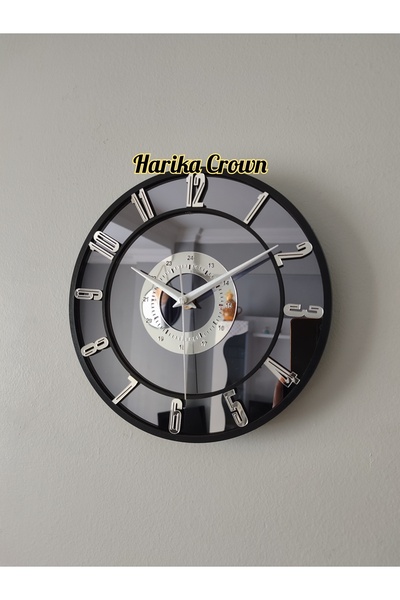 harika crown gerçek aynalı dekoratif duvar saati (masa veya duvar saati) 25 cm