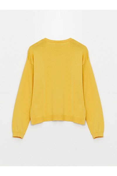 LC Waikiki Lcw Kids Girl - Yellow Crew Neck Long Sleeve Knitwear Sweater