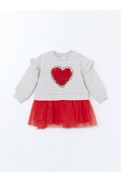 LC Waikiki Lcw Crew Neck Ruched Baby Girl Dress and Pantyhose Fast Fashion
