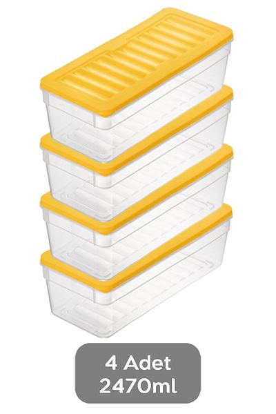 Meleni Home Set of 4 Yellow Microwave Freezer Refrigerator Organizer - 2470ml