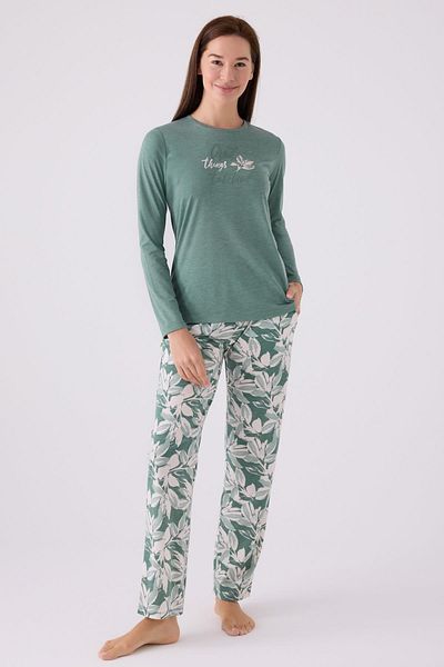 Arnetta Viscose Woven - Crew Neck Long Sleeve Women's Pajamas Set, Large Size
