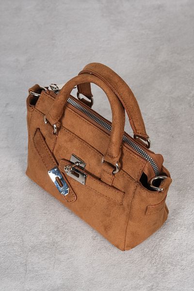 Çantacımstore Str Suede Mini Bag - με αγκράφα και χιαστί λουράκι