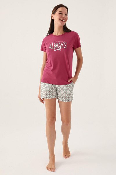 Arnetta Text Printed Women's Shorts Set, 100% Cotton