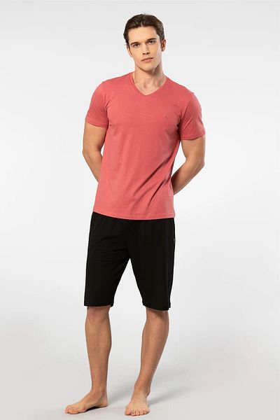 Cacharel V-Neck T-shirt and Bermuda Shorts Set - 50% Cotton 50% Modal