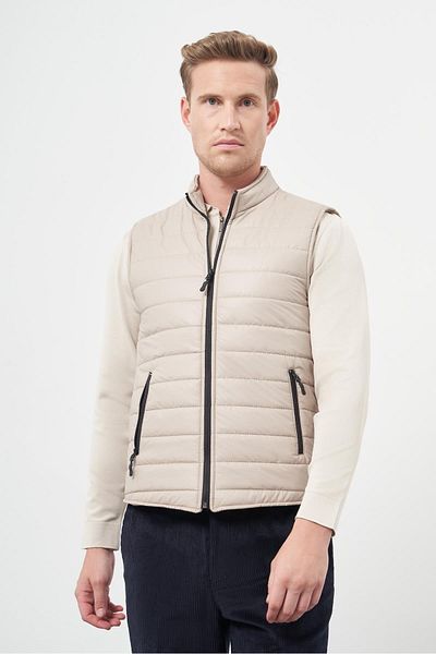İmza Stone Color Quilted Stand Collar Plain Garnier-Free Slim Fit Vest 1009245151